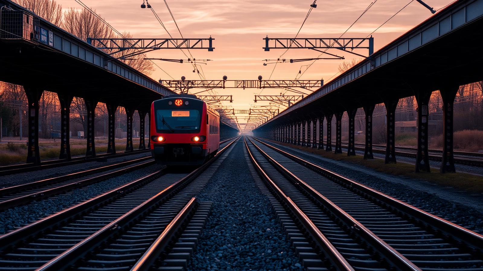 Schienennetz im Abendlicht